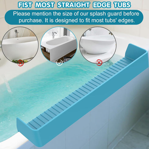 IwelKee Bathtub Splash Guard for Tub Kids, Longer Silicone Water Splash Guard for Bathtub, Toy Holder Play Shelf
