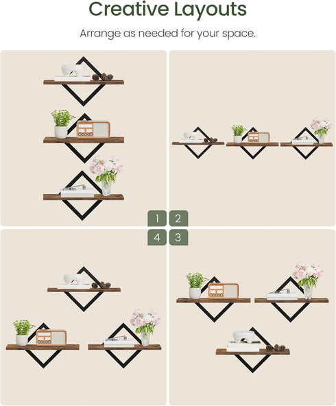 Set 3 TBJ03P3BF CHOEZON Floating Shelves for Wall, of Hanging Shelves, Wall Decor Display Shelves for Living Room