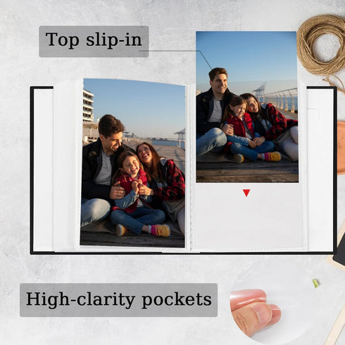 Small Photo Album, 4x6 100 Pockets Leather Cover Picture Book Holds 4x6 Photos for Wedding, Baby, Family, Graduation