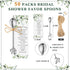 Tioncy 50 Pcs Bridal Shower Favors Tea Spoons 4.9 Inch Silver Stainless Steel Leaf Dessert Teaspoon Coffee Tea Party Favors with Thank You Cards and Rope for Gift Bridal Shower Guests Wedding