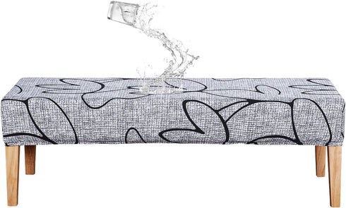 Waterproof Dining Bench Cover Printed Stretch Rectangle Kitchen Bench Seat Slipcover for