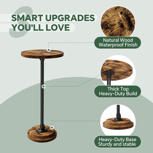 Simple Trending Small Side Table, Round Drink Table, Sofa End Table for Living Room, Coffee Tables for Bedroom, Rustic