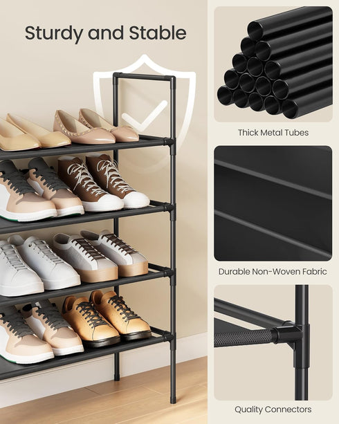 4-Tier Closet, ULSH044BH02 SONGMICS Shoe Rack, Shoe Storage for Hallway Slim and Space-Saving, Metal Frame, Non-Woven