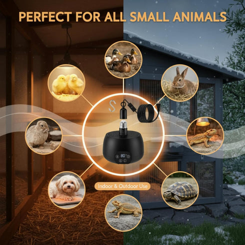 5 Reptiles(2 Pack) Enhon Chicken Coop Heater with LED Lighting, Adjustable Temperature, Timer & Safety Features Ft Long