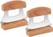 Hanaive 2 Pack 4 x 5 inch Mezzaluna Ulu Knife, Salad Veggies Rocker Chopper Slicer Cutter with Wooden Display Stand for