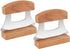 Hanaive 2 Pack 4 x 5 inch Mezzaluna Ulu Knife, Salad Veggies Rocker Chopper Slicer Cutter with Wooden Display Stand for