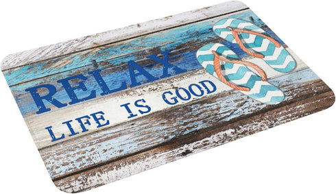 Beach Nautical Old Planks Indoor Door Mat, Non-Slip Coastal Ocean Decoration Rug, 23.6in*15.7in
