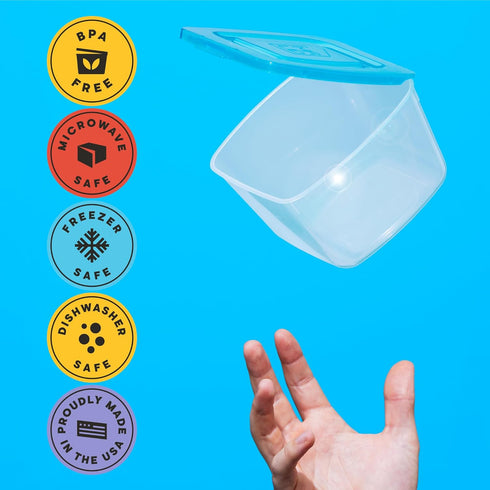 Premium Attached Food Storage Containers - Space Saving Organization with Permanently Attached Plastic Lid, 7 Pack