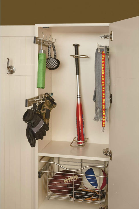 Rev-A-Shelf 14" Pull Out Closet Organization Rack for Belts, Ties, Scarves, Accessories Storage Hanger, Chrome, BRC-14CR