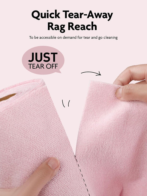 Tear-away Dish Cloth - 40 Sheets - 10'' by 10'', Reusable Washable Kitchen Towel Rolls, Super Absorbent Thick Microfiber Cleaning Cloths (2 Rolls of Pink and Grayish)