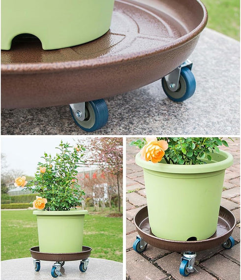 FLRISNTIG 12" 200lbs 2 Pack, Heavy Duty Plant Dolly with Wheels, Metal Rolling Plant Stand with Casters, Round Wheeled