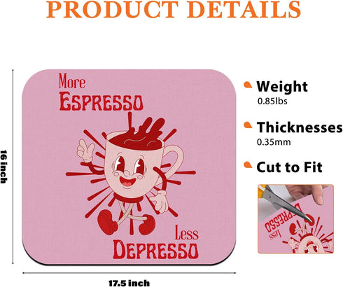 More Espresso Less Depresso Coffee Mat, Hot Pink Espresso Bar Accessories for Countertops