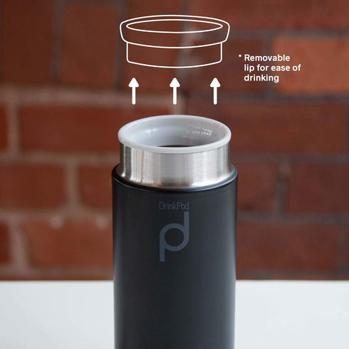 Drinkpod HCF-200BK Vacuum Insulated Capsule Flask, Black, Stainless Steel, 200ml