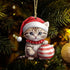 OFDNE Decoration,10Pcs Christmas Tree Christmas Tree Acrylic Pendant, Cute Cat with Light Xmas Tree Accessories