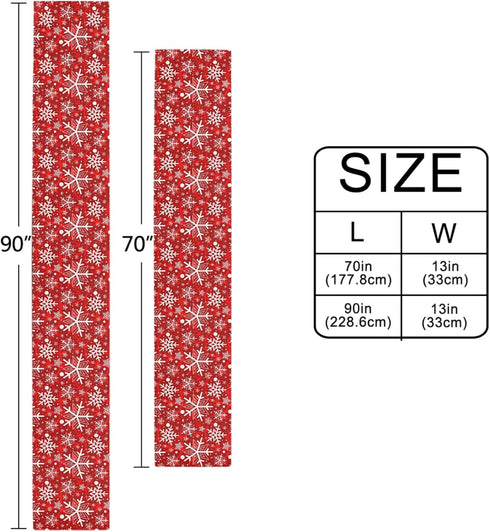 Winter Snowflake Red Table Runner, 70 Inches Christmas Snowflakes for Dining Table Kitchen Holiday Decor