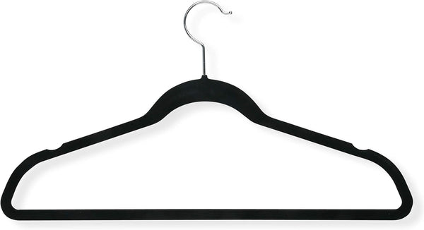 Honey-Can-Do Thin Non-Slip Velvet Hangers, Black, 50-Pack