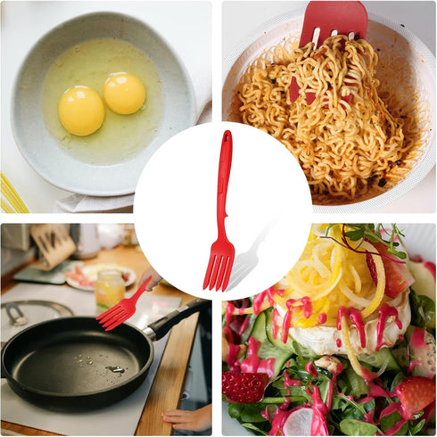 2pcs Silicone Flexible Forks, Heat Resistant Cooking Forks, Multifunctional Nonstick Blending Forks for Stirring,