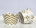 Set of 24 Gold and White Cupcake Wrappers - Reversible Cup Cake Holder Wraps with Dots, Chevrons for Parties