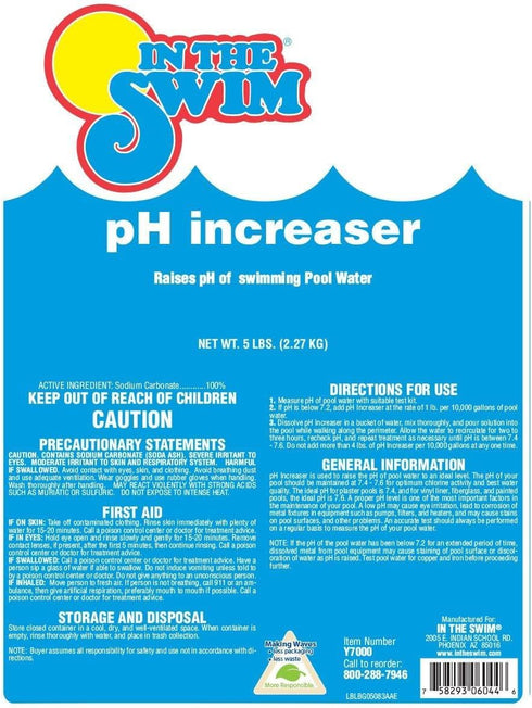 100% 5 In The Swim pH Increaser for Pools - Granular Sodium Carbonate (Soda Ash) to Raise pH Up - Pounds