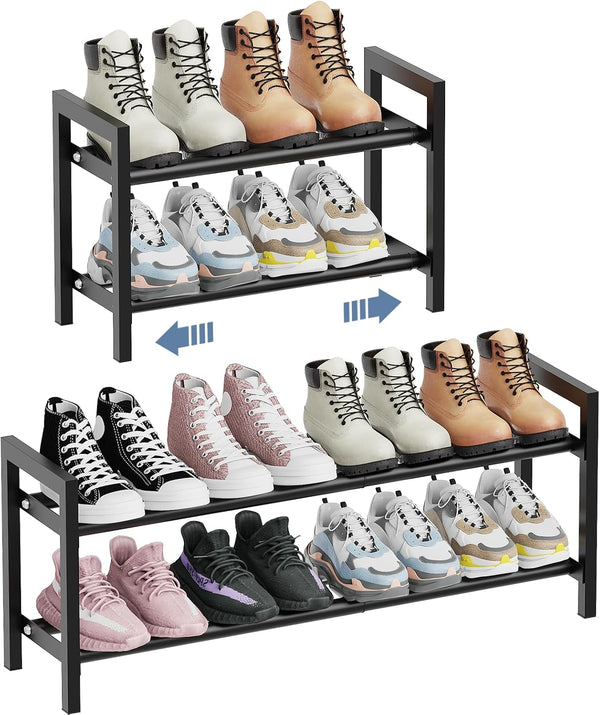 Mavivegue Expandable Shoe Rack, 2-Tier Adjustable Shoe Organizer, Shoe Shelf for Closet,