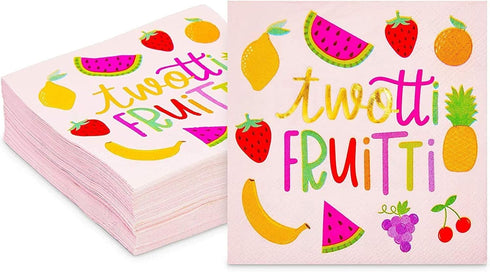 Sparkle and Bash 50-Pack Twotti Fruity Birthday Cocktail Napkins, 5 x 5 in Folded, Pink 2-Ply Absorbent