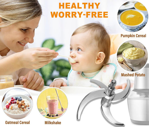 Full Steel Food Processor Blade, Plastic-Free Chopping Blade for 8 Cup Bowl, Compatible with Syvio