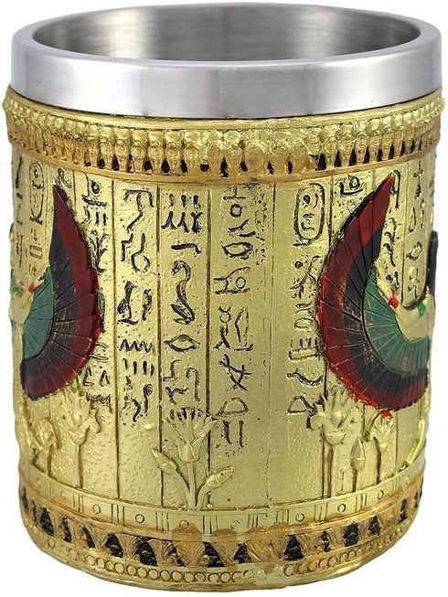 Egyptian Theme Golden Winged Isis Motherhood and Magic Goddess Beer Stein, Great Gift for Ancient Egyptian Culture