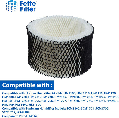 Fette Filter - 2 Pack Humidifier Filters, Compatible with Holmes & Sunbeam Humidifier Filter A, HWF62 HWF62CS