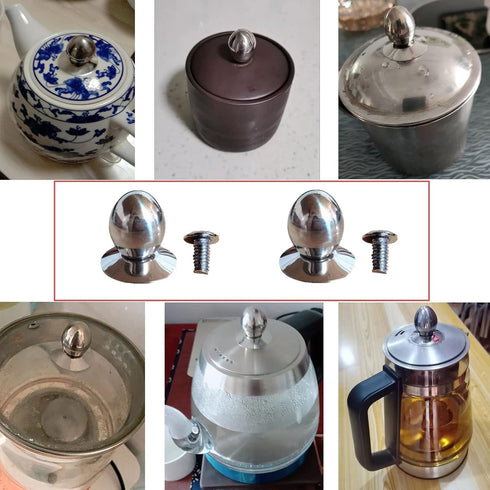 2 Pack Glass Teapot Replacement Knob, Stovetop Tea Kettle Lid Knobs for Tea Cup Cover Button with Olive Shape Handle