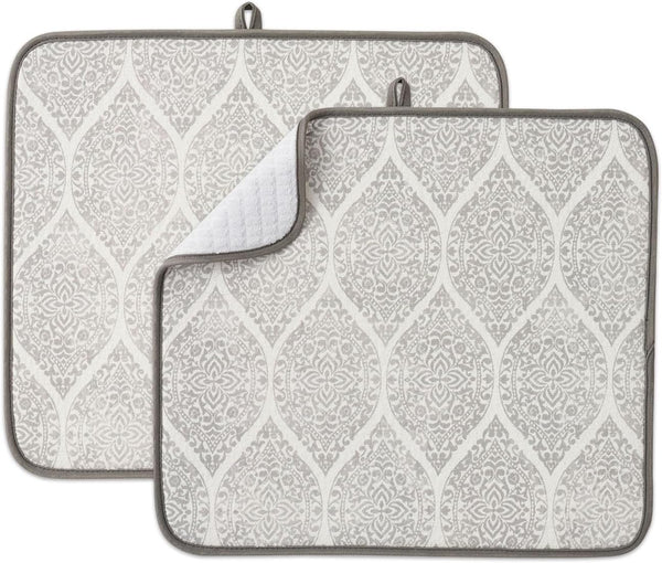FRESHMINT Dish Drying Mats - 2 Pack 18"x16" Absorbent Reversible Kitchen Countertop Protector