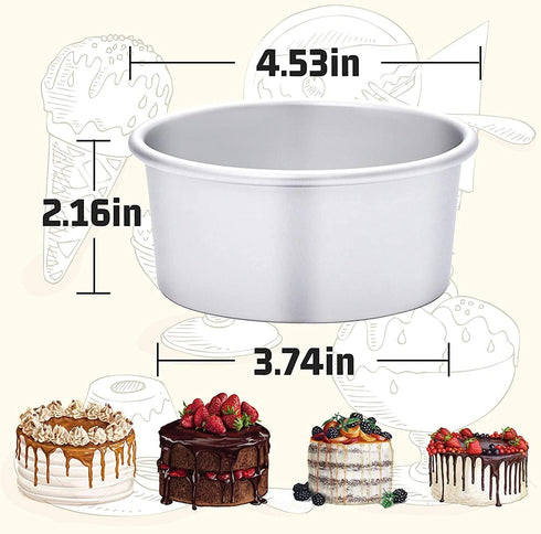 HomeMall 4 Inch Aluminum Round Cake Pan, 8 Pieces Non-stick Mini Cake Baking Pan - Layer Baking Round Cake Pans Set for Home Kitchen DIY Baking Tools Supplies by HomeMall