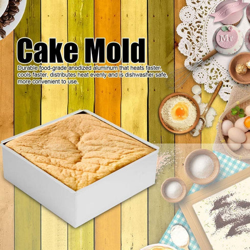 Square Cake Pan, 8.7inch Aluminum Baking Pan with Removable Bottom, Square Cheesecake Mold Bakeware