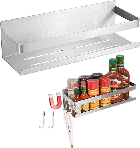 Magnetic Spice Rack for Refrigerator Spice Organizer, Strong Magnetic Shelf with 2