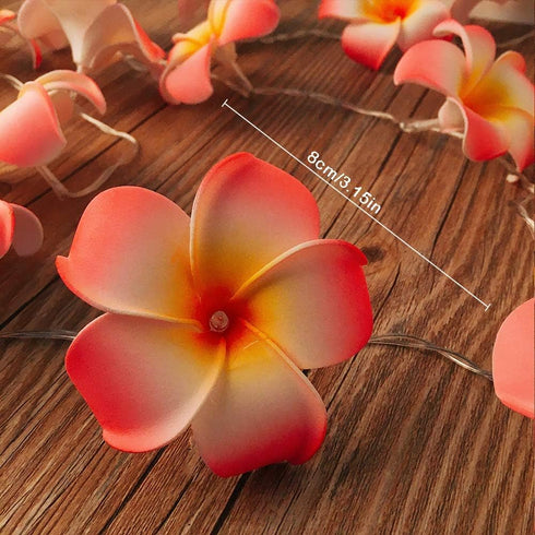 2 Pack 20 Summer, AceList Plumeria Flower String Lights, LEDs Each, Battery Operated, Hawaiian Foam Frangipani Garland