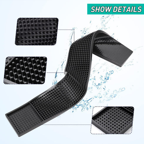 Facmogu 2PCS Rubber Bar Mats - 24x3" Coffee Bar Countertop Spill Mats, Non-Slip Heat Resistant Tabletop Protection Mat