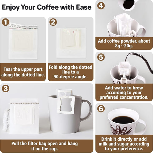 CARGEN Portable Coffee Filter Paper Bag, Disposable Hanging Ear Side Drip Coffee Filters Bag (50PCS)