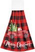 Boccsty Christmas Tree Truck Fingertip Bath Towels, 2 Pcs Red Black Plaid Tartan Kitchen Hand Towels