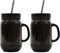 Black Mason Jar 20 Oz Double Wall Acrylic Cup with Straw - 2 Pack