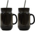 Black Mason Jar 20 Oz Double Wall Acrylic Cup with Straw - 2 Pack