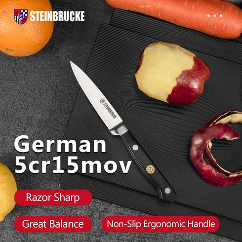 Gioventù Paring Knife 4 inch - Small Kitchen Knife Forged from German Stainless Steel, Sharp for Cutting Fruits
