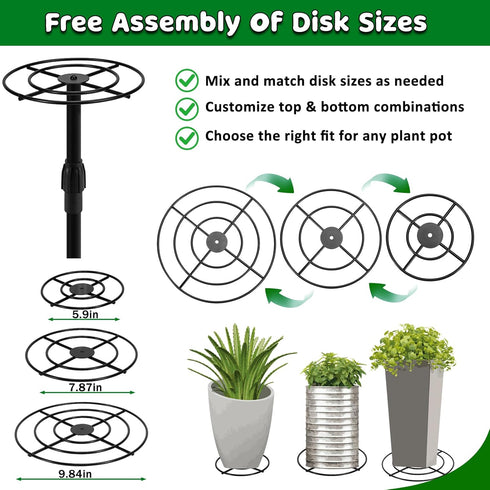 VICAMB 1 Pack 6-10.5in Pots(5.9" 7.87" 9.84" Adjustable Plant Risers for Inside Pots,Metal Planter Lift Inserts Fillers