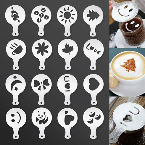 Stainless Steel Milk Frothing Pitcher 20oz/600ml - Milk Jug Cup for Cappuccino Coffee Stencils, Latte Art with 16