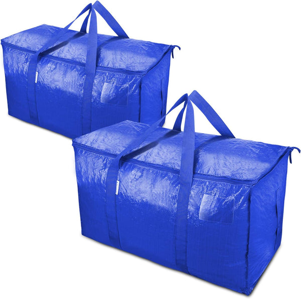 TICONN 2 Pack Extra Large Moving Bags with Zippers, Heavy-Duty Storage Tote Boxes