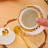 WHJY Ceramic Sugar Bowl with Lid and Spoon, Golf Design Porcelain Salt Container, Modern Spice Box for Kitchen - White