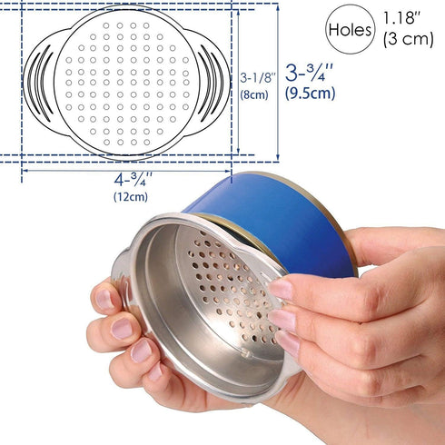 Stainless Steel Food Strainer Sieve Tuna Press Lid Oil Drainer Remover, Unique No-Mess Design