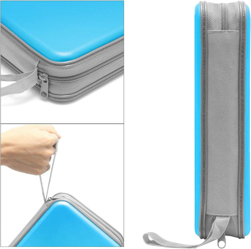 CD Case Holder, 80 Capacity CD/DVD Hard Plastic Storage Binder for Car Home Office Travel (Sky Blue)