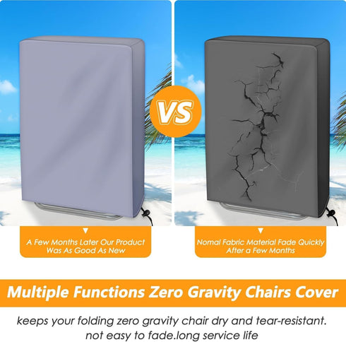 Naiveroo 43"x28"Gray Zero Gravity Folding Chair Cover with Storage Bag, Outdoor Lawn Patio Garden Chair Covers