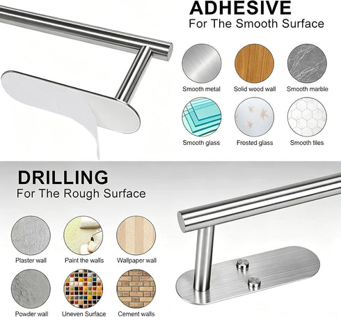 Paper Towel Holder Under Cabinet - Self Adhesive Paper Towel Roll Holder Wall Mount, Gewtur Stainless Steel Paper Towel