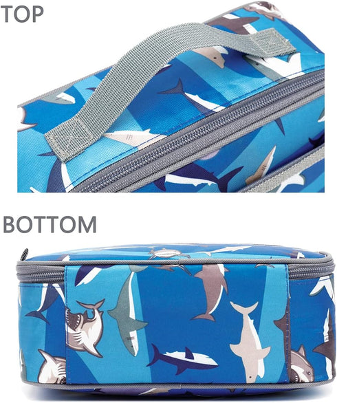 FlowFly Kids Lunch Box, Insulated Soft Bag Mini Cooler, Back to School Thermal Meal Tote Kit for Girls, Boys, Shark
