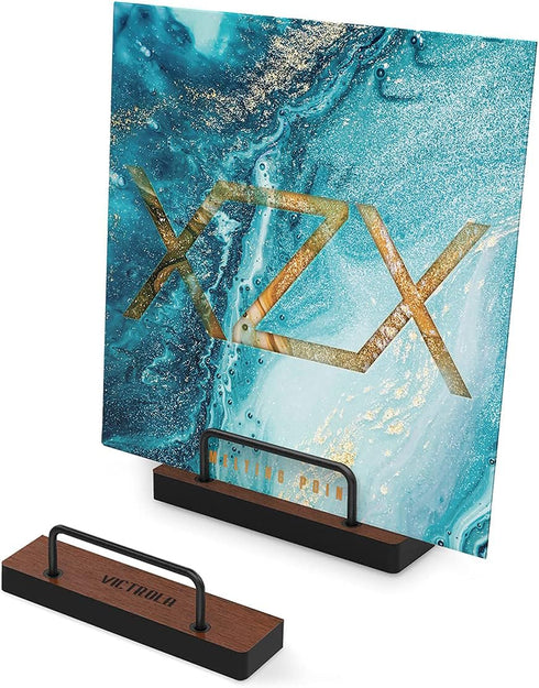 Vinyl Record Display Holders by Victrola, Set of 2 with Black Metal Accents, Wall Mountable (Pair, Espresso)